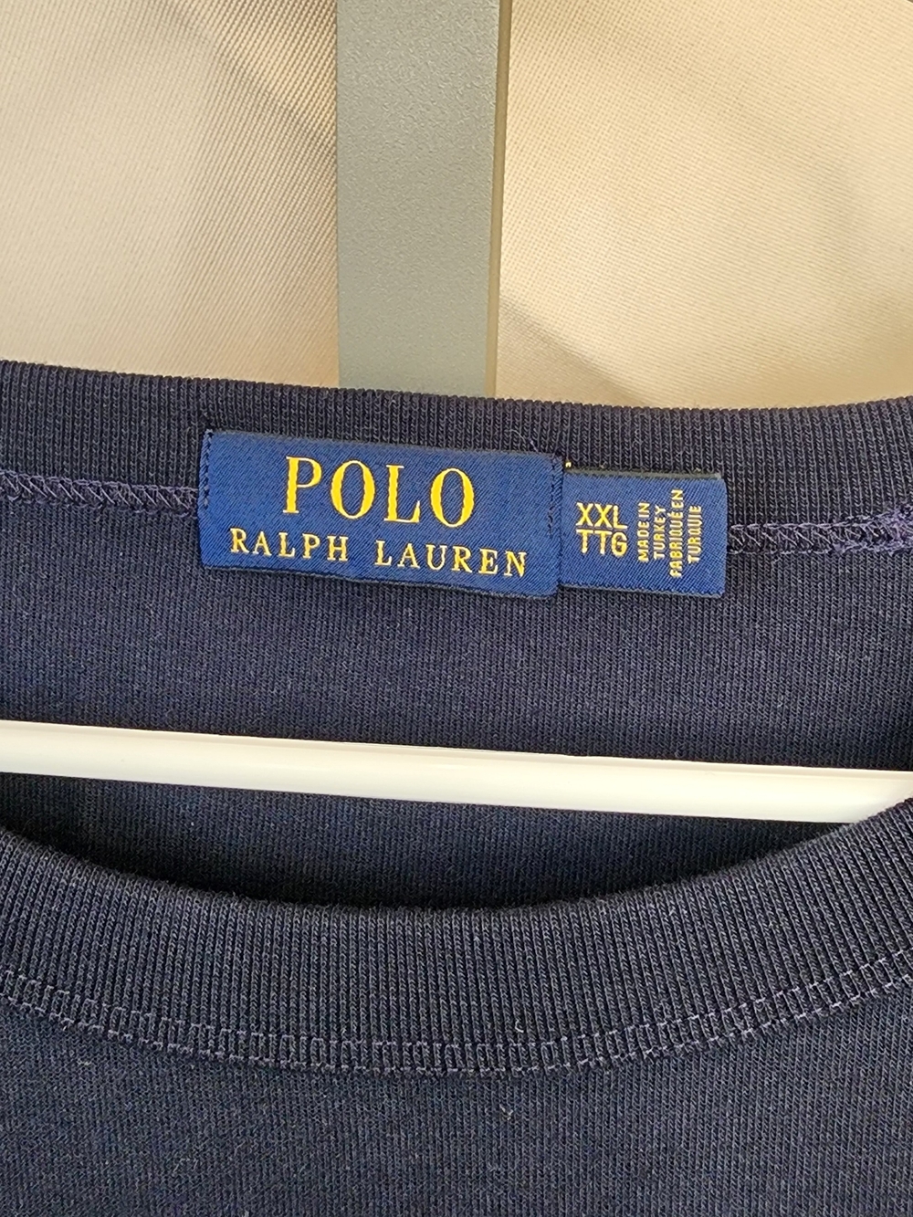 Polo Ralph Lauren Mens Navy Crewneck Sweatshirt with White Logo Panel Size XXL - Picture 6 of 10